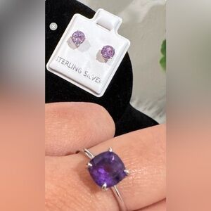 Purple Sterling Silver Jewelry Set size 7